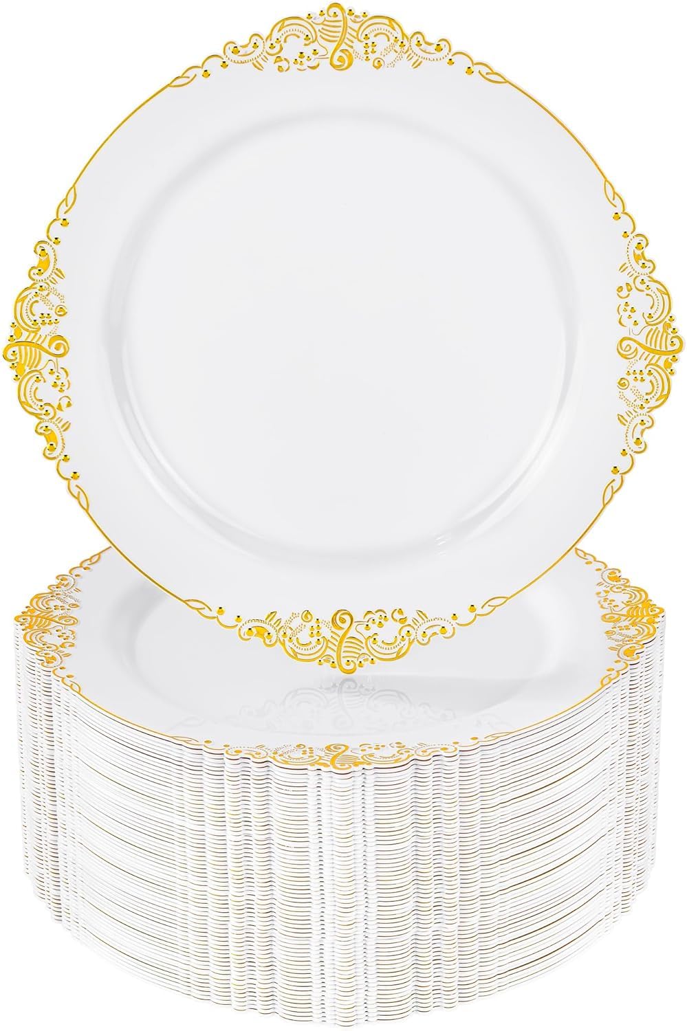 Gold Party Plates - 100 Pack, 10.25" -22