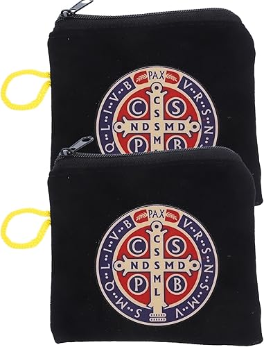 Amosfun 2 bolsas de lona negra con cremallera para monedas, orejeras, lápices labiales, bolsa de almacenamiento de servilletas, bolsa de regalo de