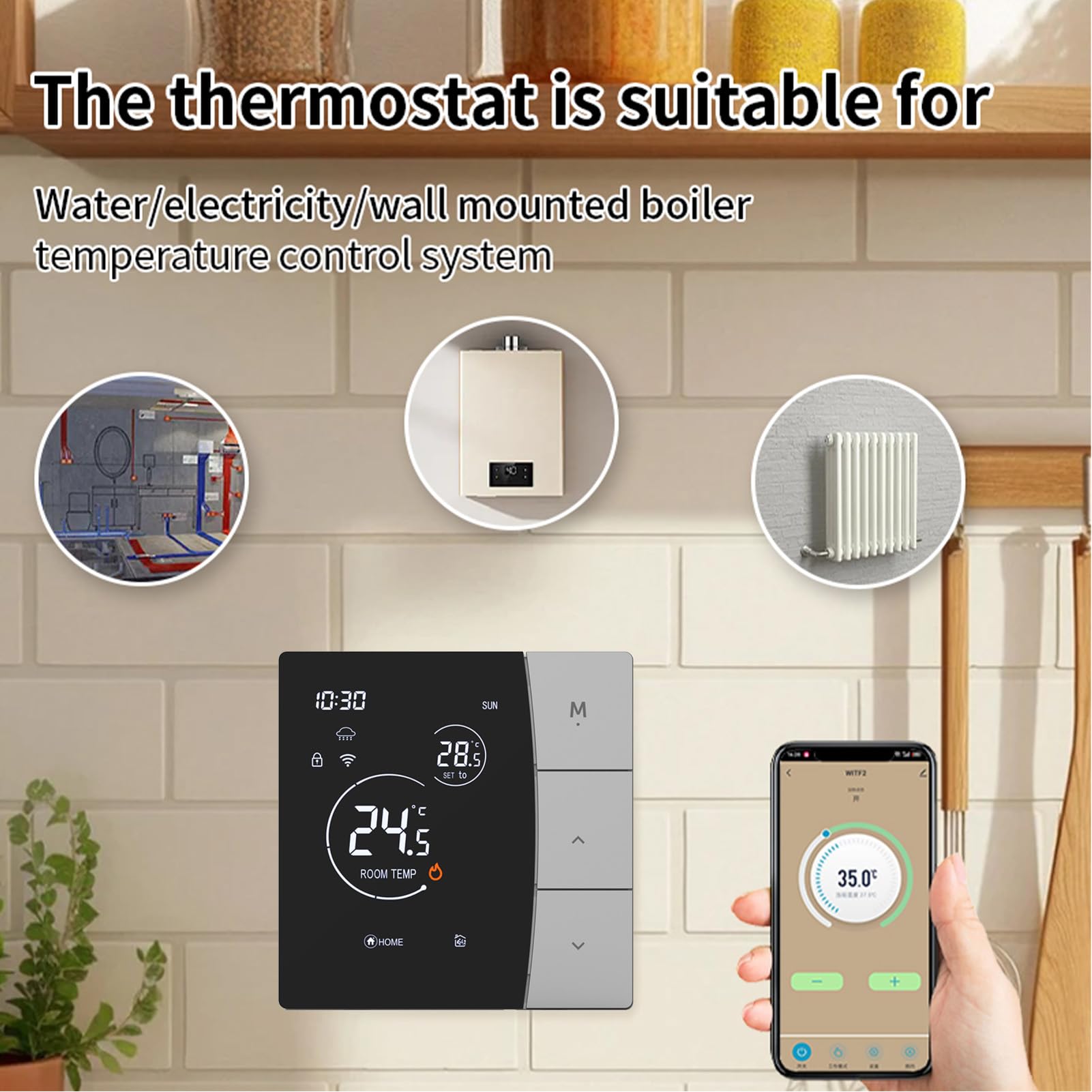 Smartes Thermostat, Programmierbarer Fußbodenheizungsregler mit 16 A 3200 W Last für Elektrische Heizkabel, Mattenheizungen, 90–240 V Temperaturregelung
