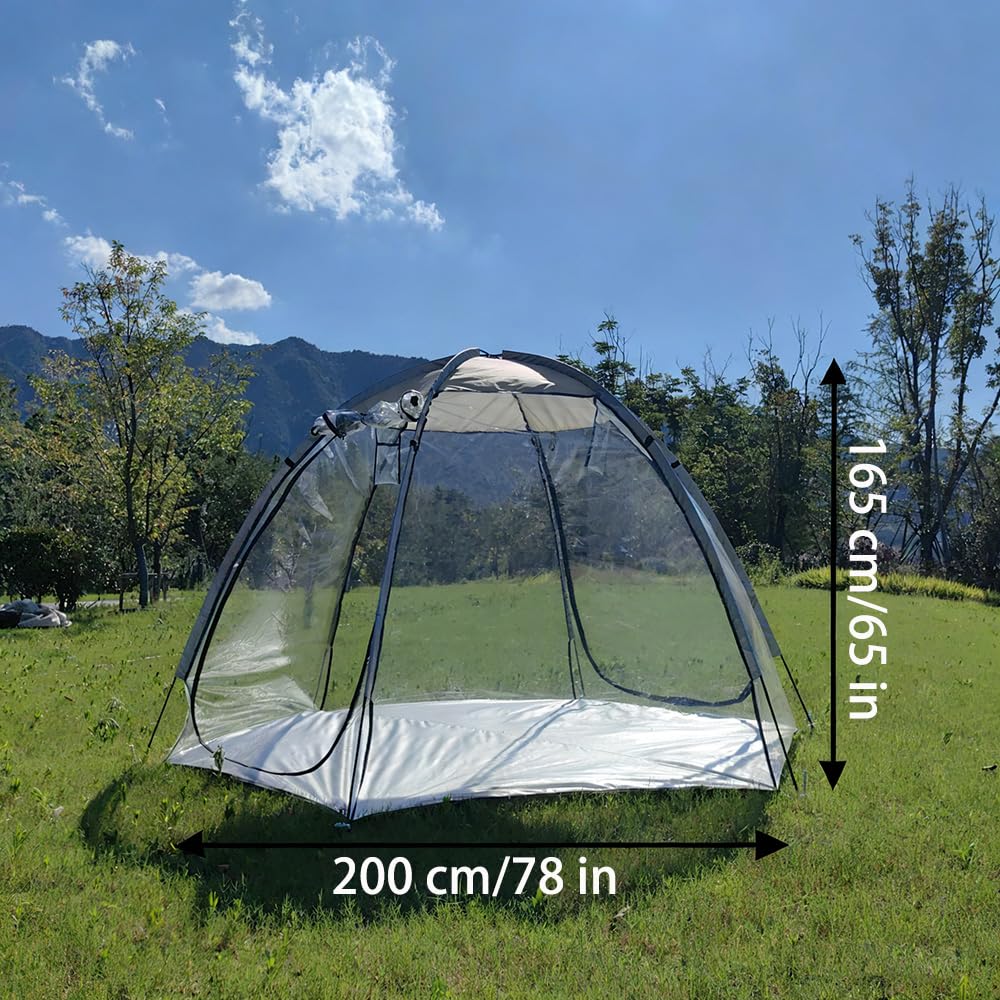 Tente de sport transparente pour 2 personnes - Vue panoramique à 360° - Coupe-vent - Portable - Tente à bulles pour camping, pêche et activités sportives