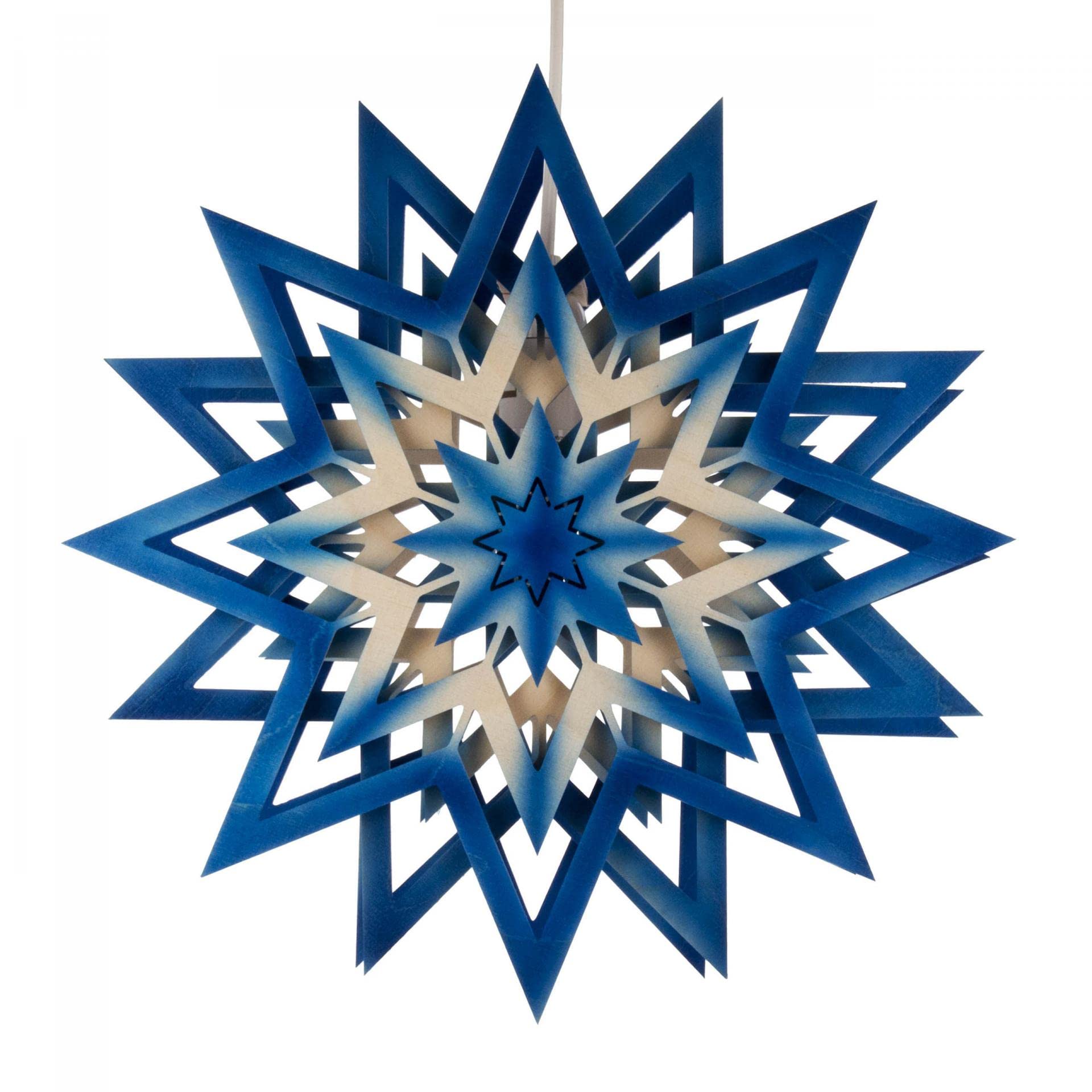 Étoile de Noël bleue avec système électrique intégré en relief 28 cm
