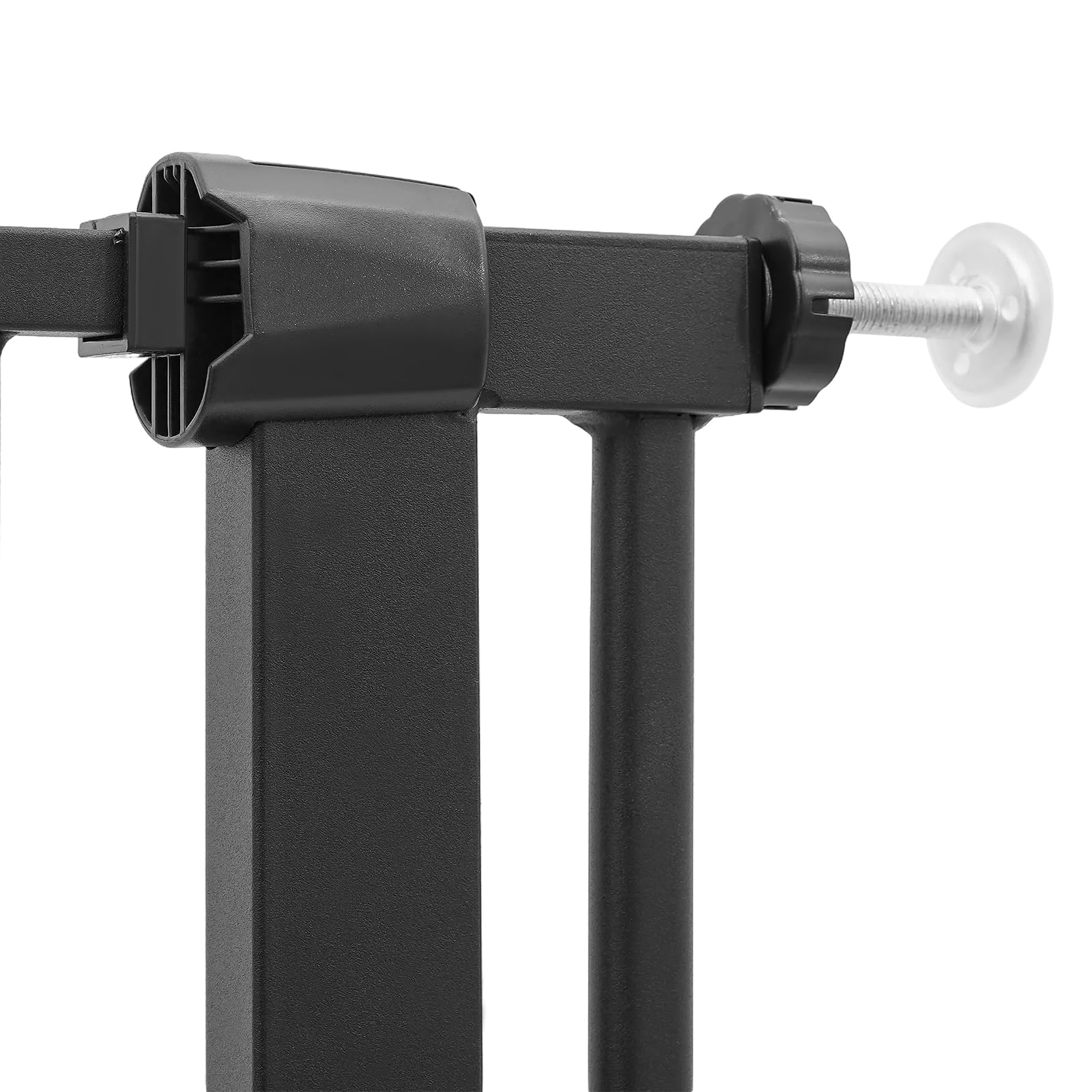 Barrera de protección, alta, 150 cm, para escaleras, para perros y gatitos, en metal, con cierre automático, para niños, negra, 150 cm