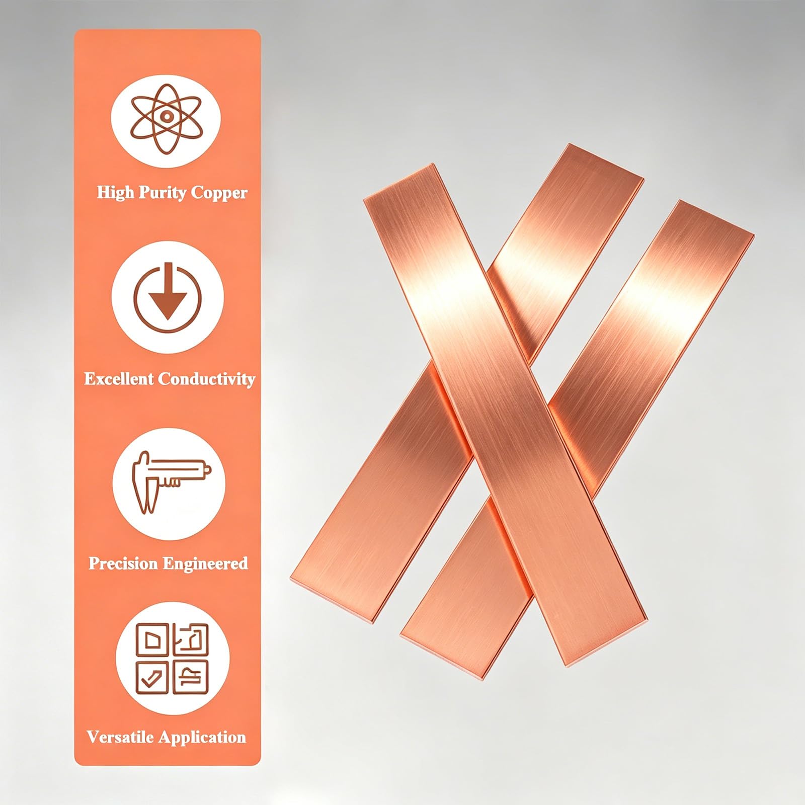 Copper Flat Bar 1/8" x 1" - 6" | HWYEE -3