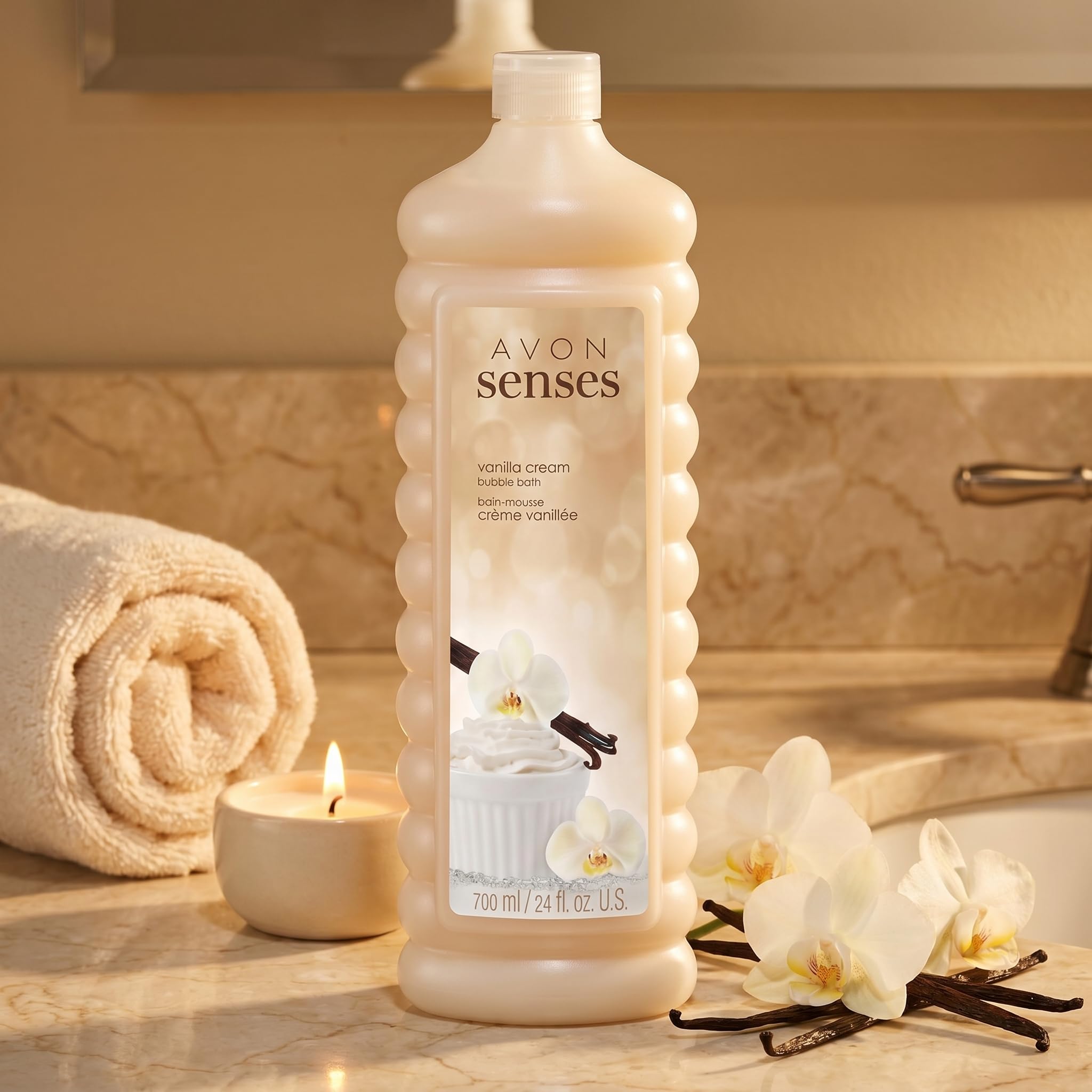 Avon Senses Vanilla Cream Bubble Bath with Madagascar Vanilla Musk Scent