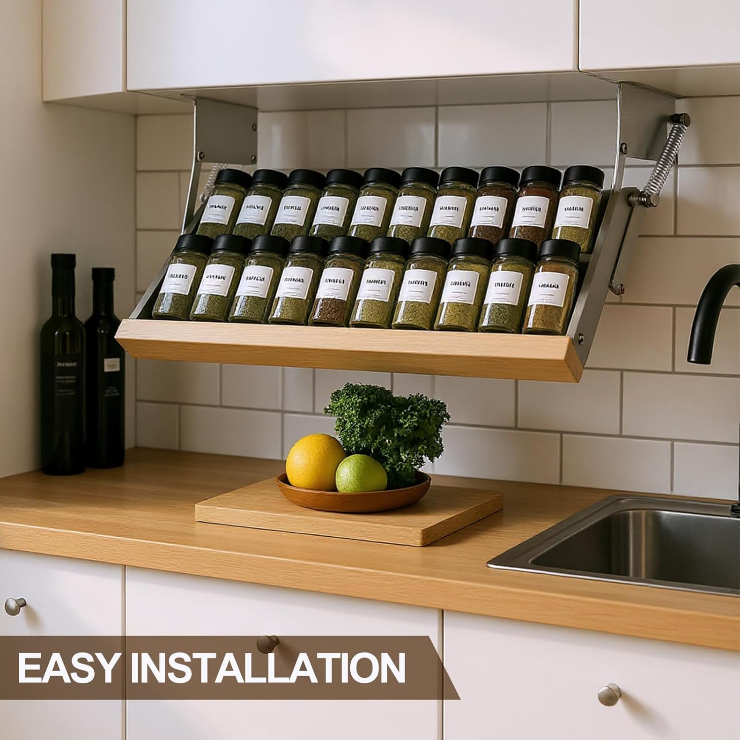 Shimeyao 2 Pcs Pull Down Rack Hinges Under Cabinet Hinges for Spice Knife Coffee Pod Storage Organization Kitchen