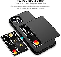 Vista 2 de Nvollnoe Compatible con iPhone 15 Funda con ranura para tarjetas, resistente, protectora de doble capa, a prueba de golpes, ranura oculta