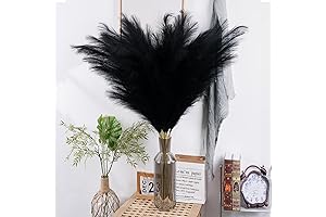 38" 10 Stems Black Faux Pampas Grass Artificial Tall Pampas Grass Bouquet...