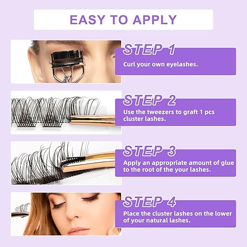 Miniatura 7 de QUEWEL Pestañas coloridas en grupo con raíz ancha, rizo CD, 12-16 milímetros, con mezcla de marrón, azul, morado, verde, rojo, en estilos natural y