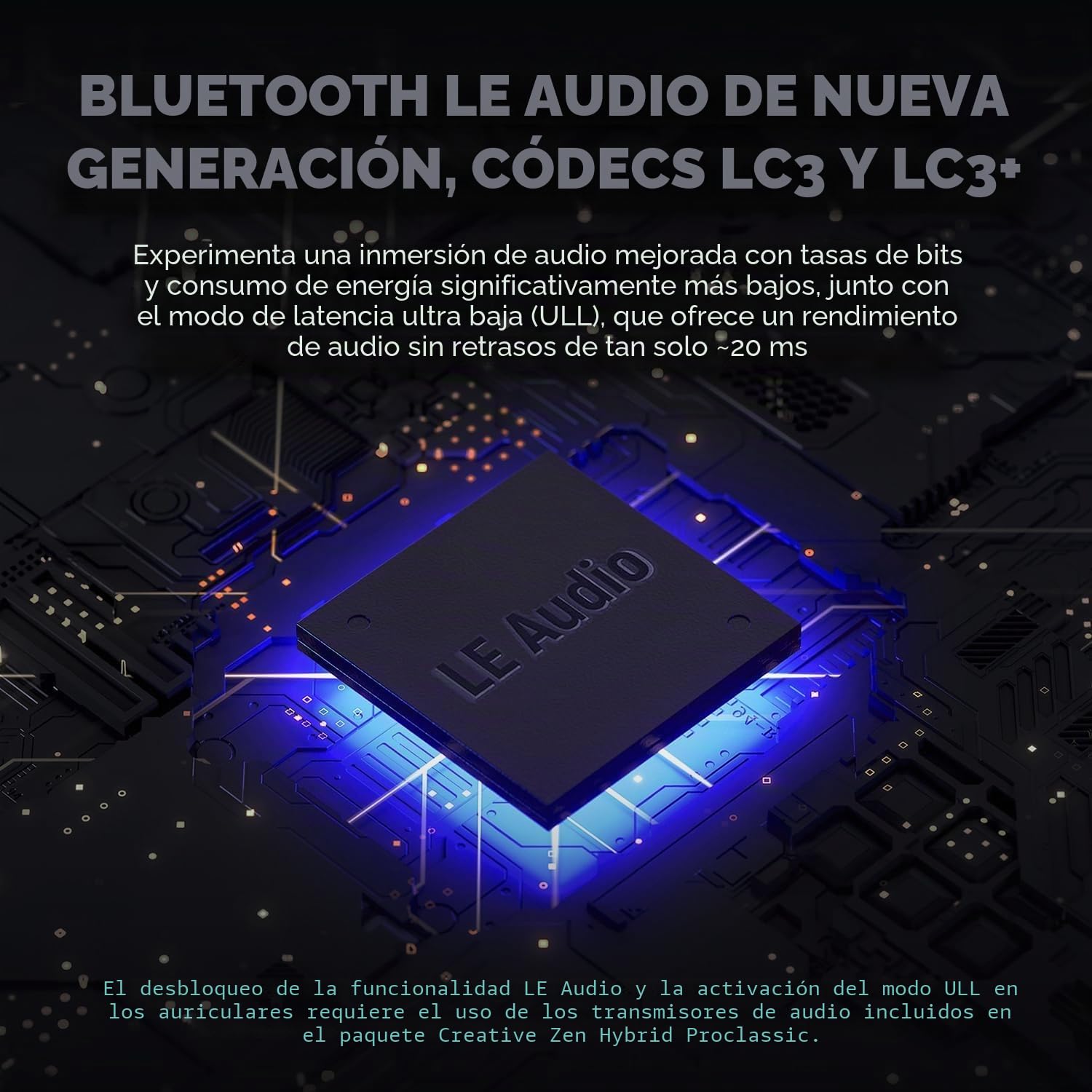 CREATIVE Zen Hybrid Pro (Classic) Auriculares inalámbricos Supra aurales con Bluetooth Audio LE, Transmisor BT-L3 de Audio LE Bluetooth y micrófono Boom, con hasta 100 Horas (ANC desactivado) | Auriculares ANC, micrófono Boom, inalámbricos, cómodos, bater
