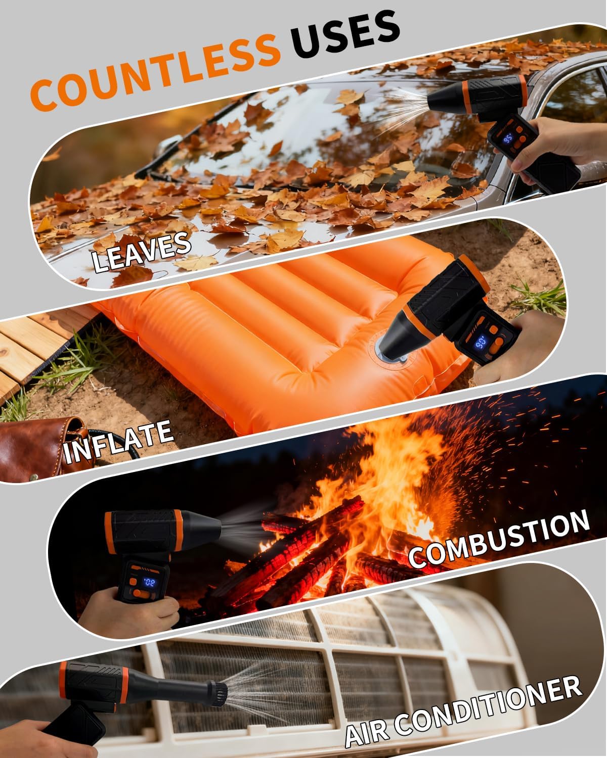 Compressed Air Duster,330,000RPM Electric Air Duster with LED Light,Rechargeable Cordless Mini Air Blower Adjustable Stepless Contorl,Dust Blower with LCD for Computer,Keyboard,House,Outdoor&Car