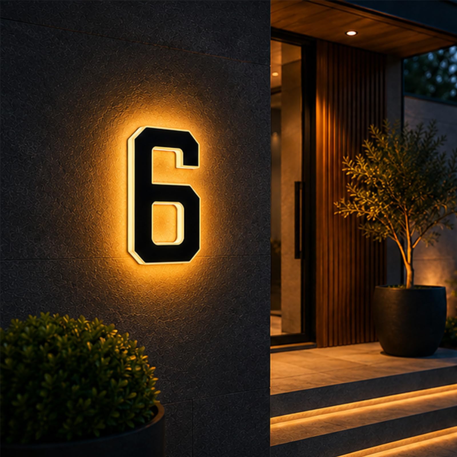2026 New Solar House Numbers for Outside, LED Illuminated Address Sign, Dusk to Dawn Auto On/Off, IP65 Waterproof Lighted House Numbers, No-Drill Adhesive or Screw Mount for House, Garage, Fence