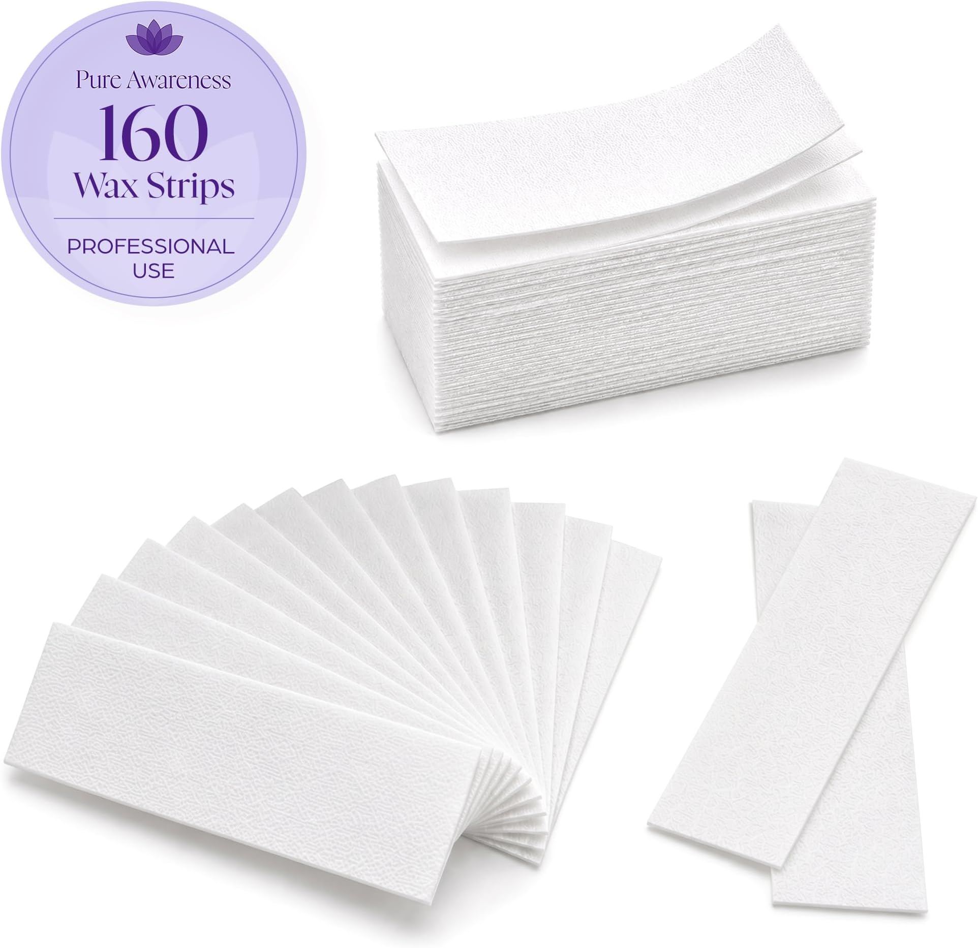 160 Wax Strips for Hair Removal – Extra-Large Non-Woven Strips for Legs, Arms, Back & Body – Works with All Soft Waxes – Salon & Home Use