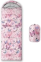 Vista 1 de Saco de dormir para niños y niñas, estampado de luna de cohete, ligero, cálido, portátil, para exteriores, interior, impermeable, resistente al