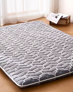 6th Generation Japanese Floor Futon Mattress - Extra-Thick 9-Layer Modern Futon with 100% High-Density Foam, Portable Floor Mattress Sleeping Pad for Adults, Guest Room, Dormitory, Queen Size(60"X80")