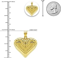 Vista 10 de Charm America - Dije de corazón inflado de oro - Oro de 14/10 quilates - Colgante de corte diamante pulido - Joyas 3D - Ideal para regalos