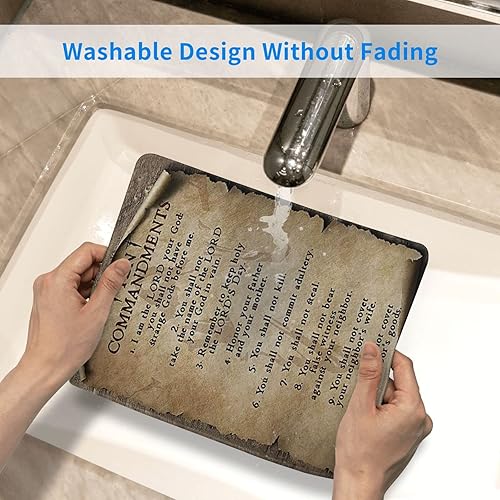 Miniatura 6 de Alfombrilla de mouse vintage con versículo bíblico de 10 mandamientos, resistente al agua, con borde cosido, alfombrilla de mouse de computadora de