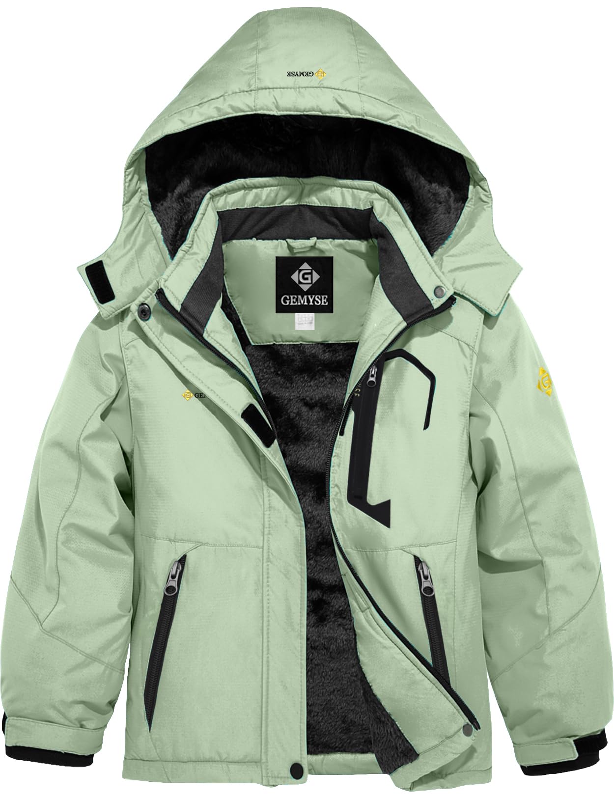 GEMYSE waterdicht ski-jack voor meisjes, winddicht fleece, buiten, winterjack, regenjack met capuchon