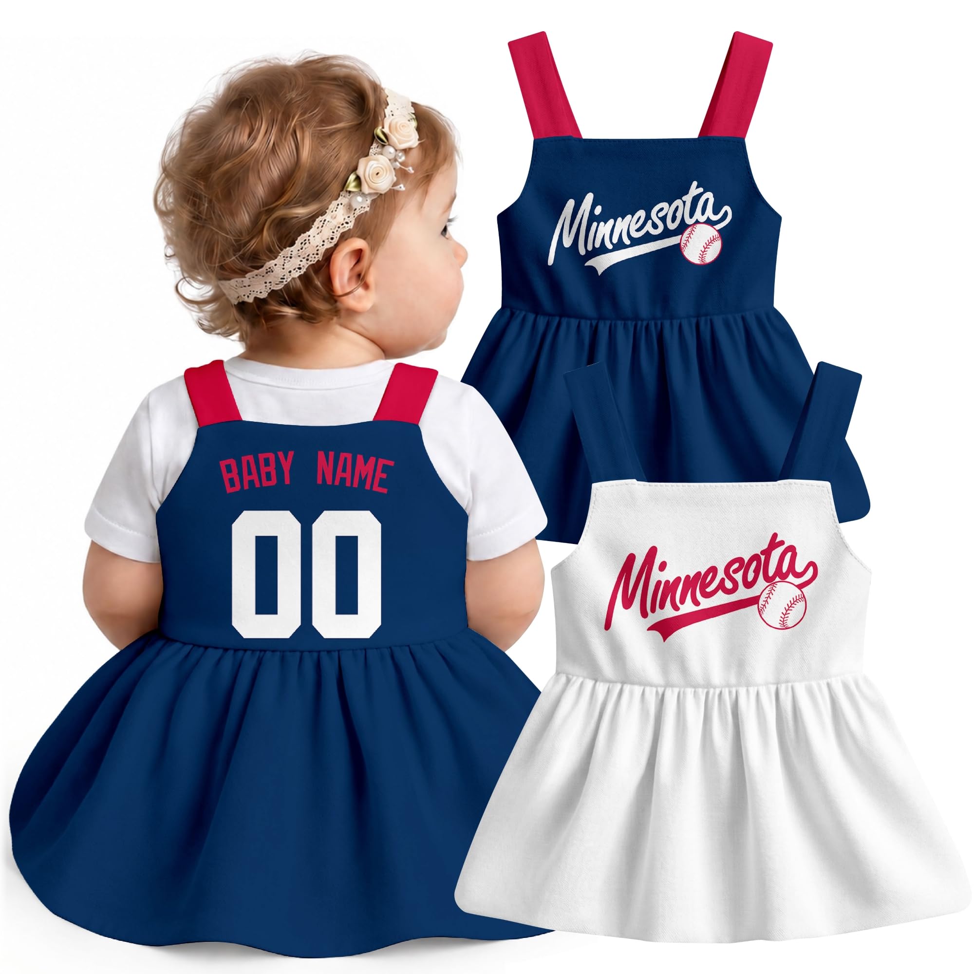 KREDE Baby Girl Clothes Custom Baby Strap Dress with Number Name for Baby Girl Gifts