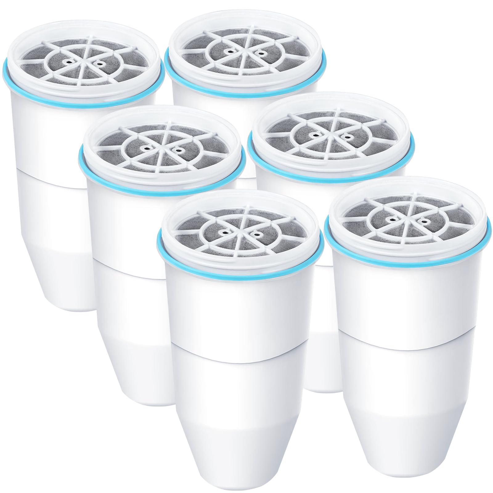 VIPHASES 6 Pack ZR-001 ZR-017 ZR-004 6-Stage Replacement Water Filters, Replacement for Pitchers and Dispensers, Advanced 0 TDS System to Removes 99.99% Lead, Chlorine, Fluoride, PFOA/PFOS
