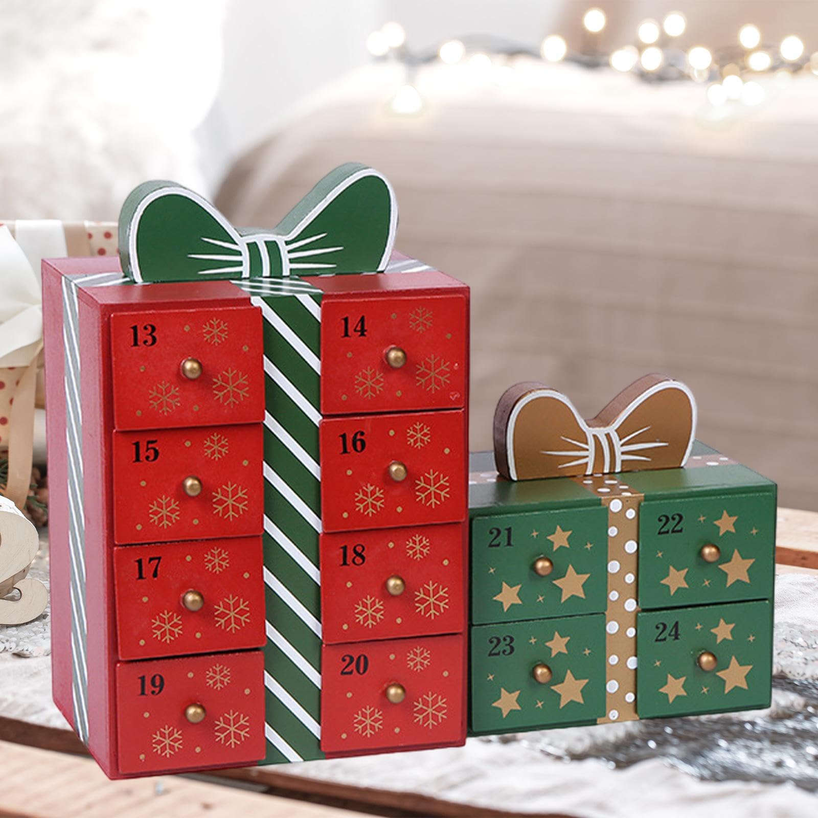 Weihnachten Holz Advent Kalender mit 24 Schubladen Weihnachten Dekorationen Tisch Holz Advent Kalender für Wohnzimmer Weihnachten