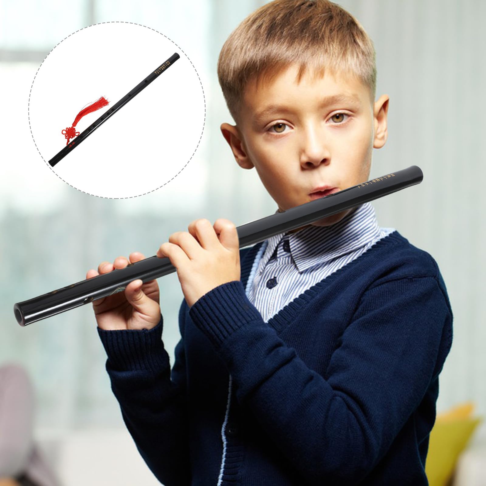 Schwarze Chinesische Bambusflöte für Anfänger Leicht zu Halten Tragbar mit Quaste für Kinder und Erwachsene Traditionelle Flöte
