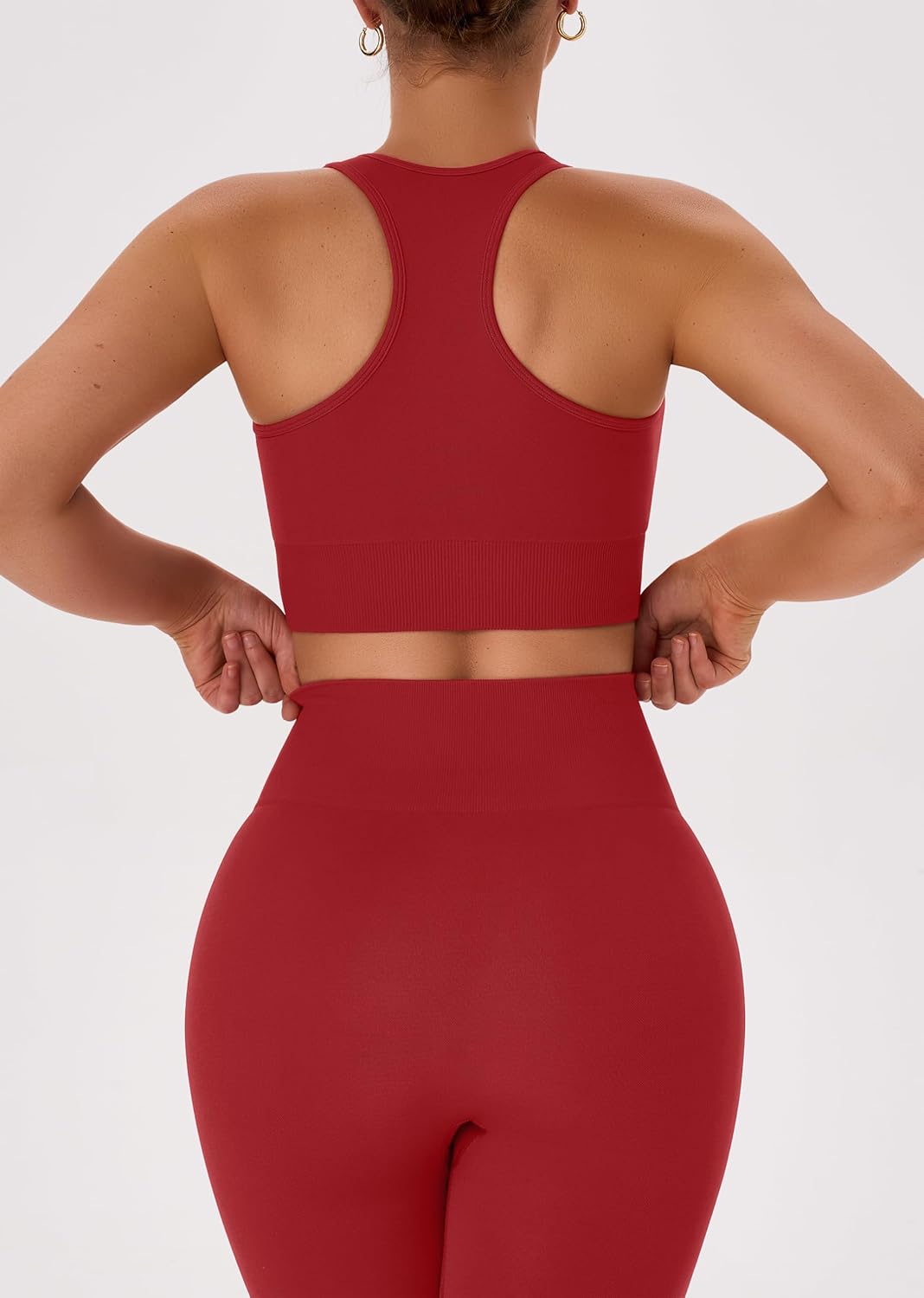 OLCHEE Womens Workout Sets 2 Piece - Acid Wash Seamless Yoga Outfits High Waist Leggings Padded Racerback Sports Bra Gym Set - Image 5