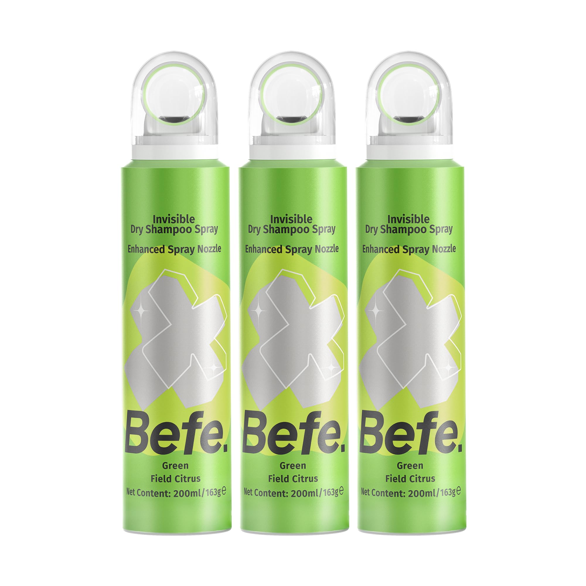 Befe Shampoo Secco per capelli grassi, senza residui bianchi, 3×200 ml