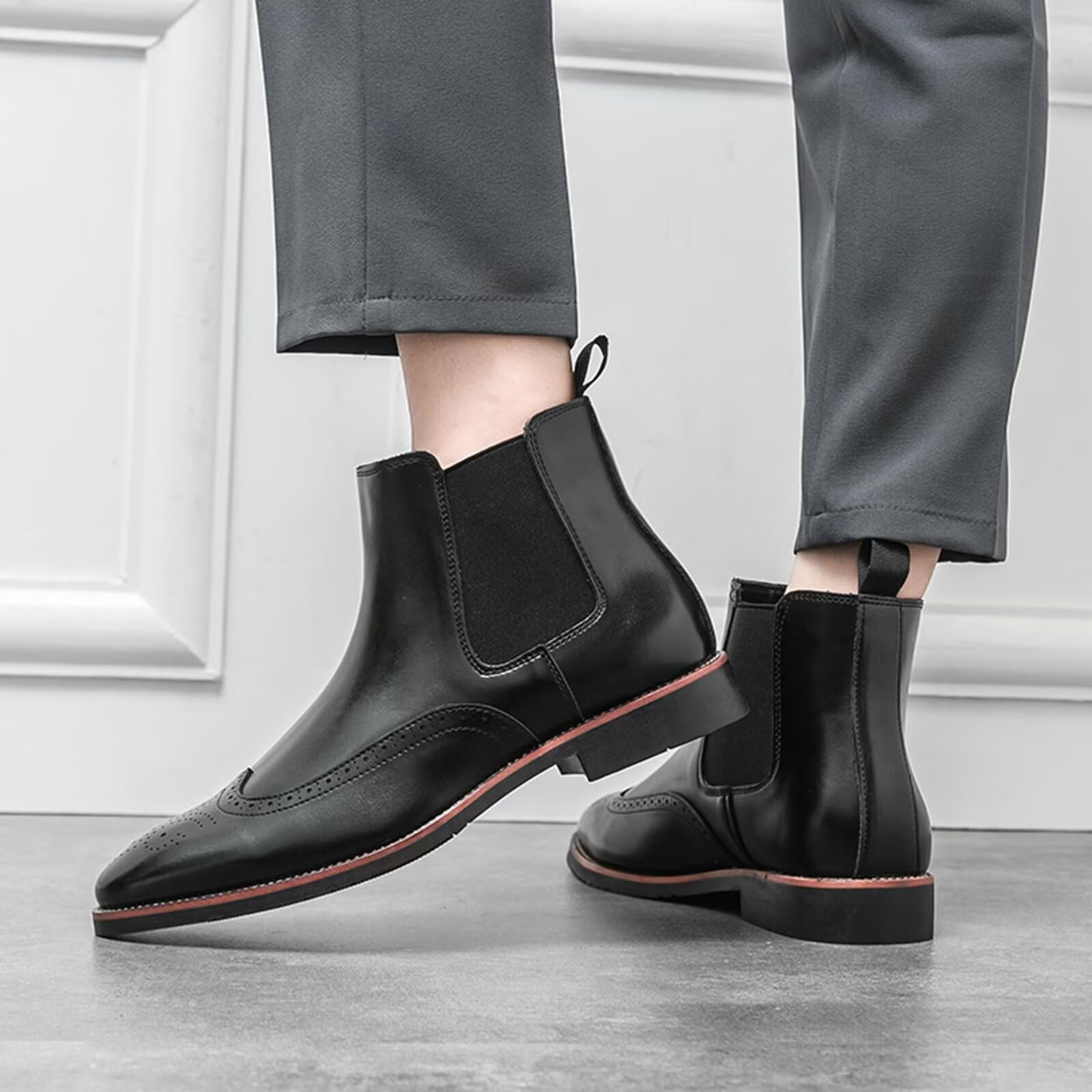 Buty Chelsea męskie skórzane kowbojskie botki wysokie buty wciągane na co dzień retro stylowe buty robocze grube biznesowe buty do sukienki biznesowej na spacer na studniówkę