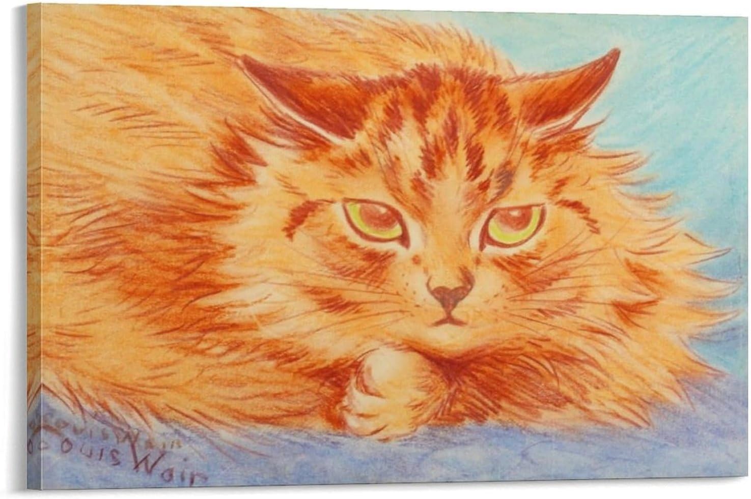 Louis Wain Watching The Mouse Poster Cute Cat Room Aesthetic Print Art Wall Canvas Painting 12x18inch(30x45cm)