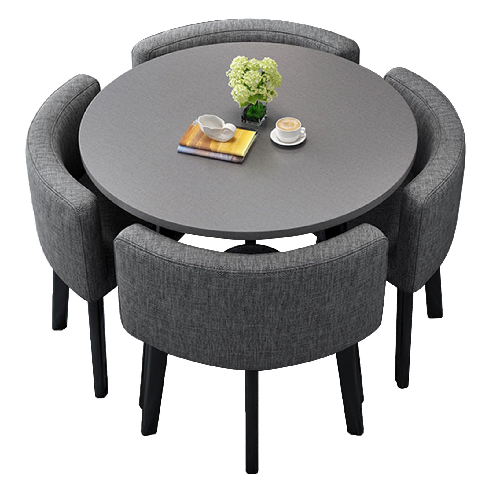 AYCDL 31.5in Round Dining Table Set with 4 Chairs for Office Meetings Conference Rooms and Garden Breakfast Bar Fur,Grey-70cm/27.5in