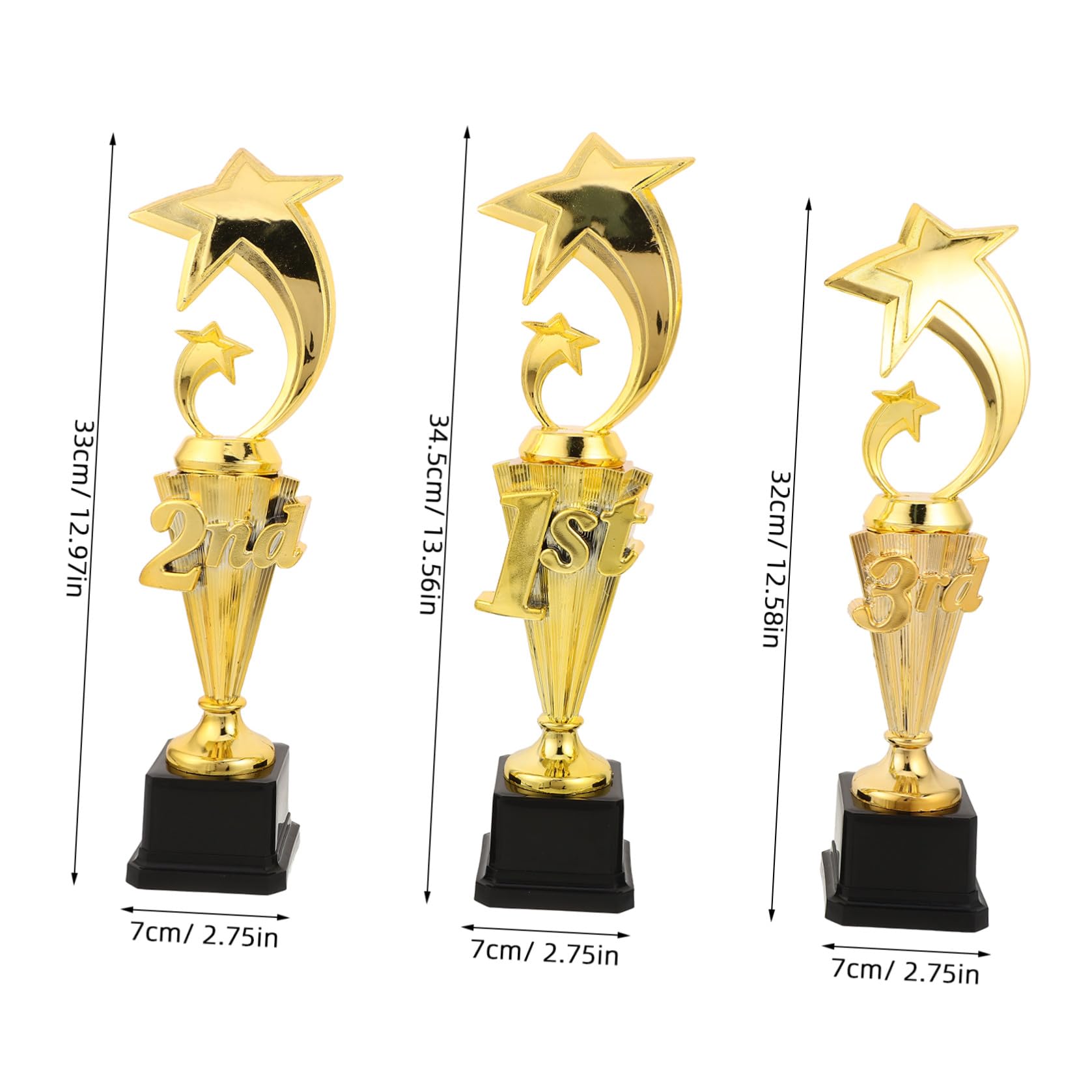 Toyvian 3 Piezas Trofeos de Premios Copas de Plástico Dorado para Equipos