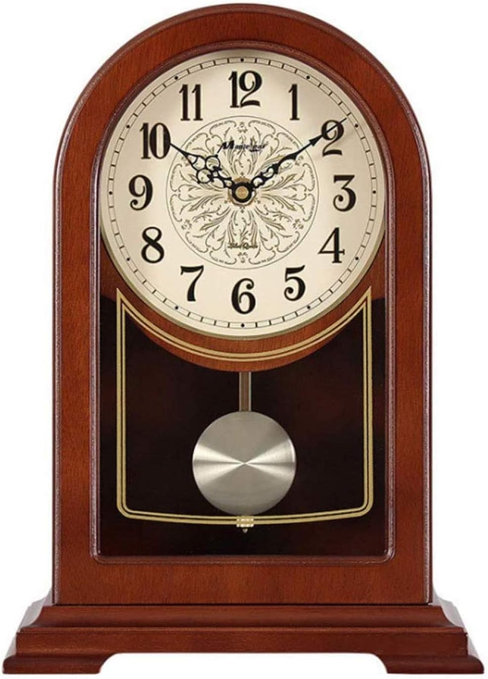 AMDSS Mute Mantel Clock, Solid Wood Antique Pendulum Clock