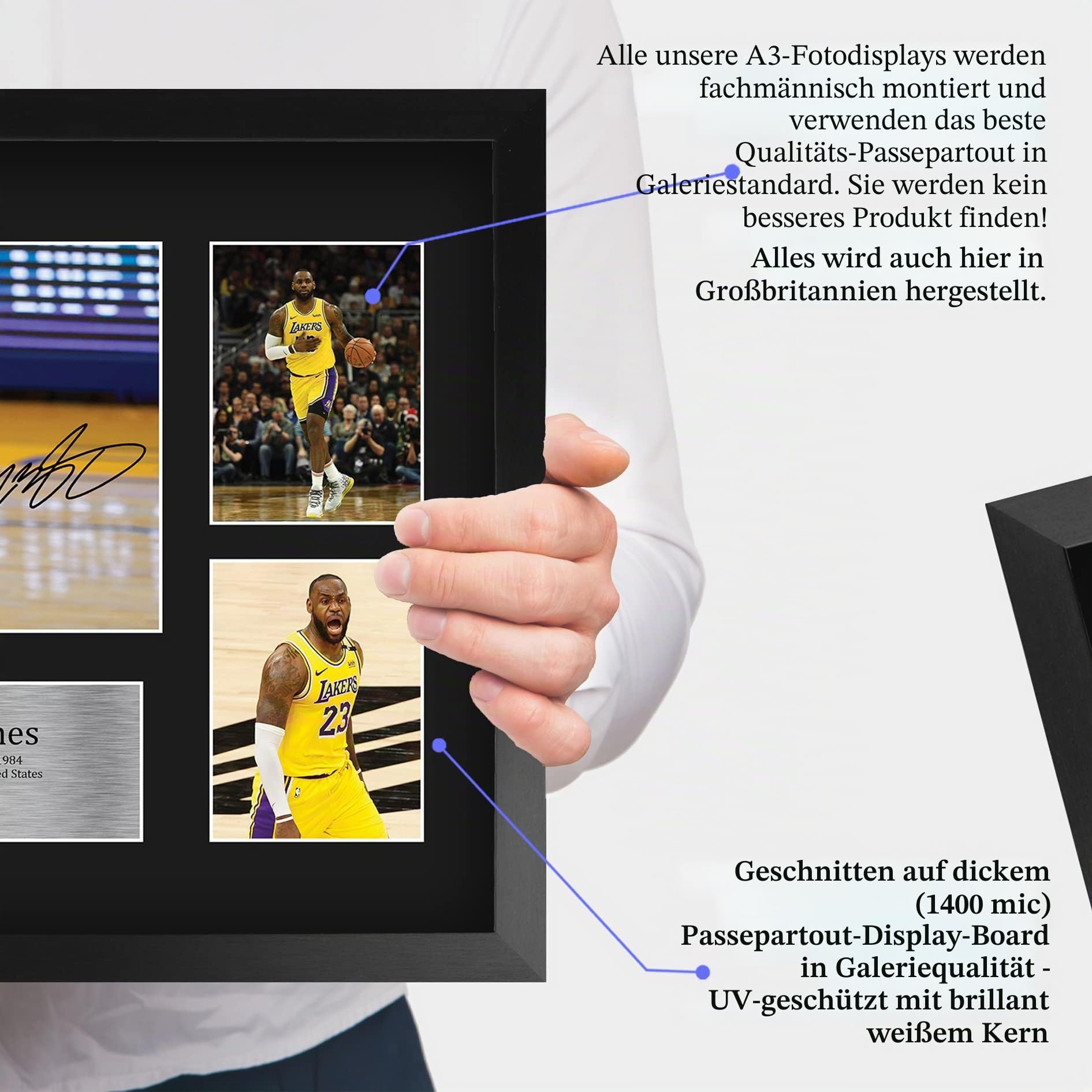HWC Trading FR A3 LeBron James Lakers Geschenke Gedruckt, Signiert Autogramm-Präsentation-Display Für Basketball-Erinnerungsstücke-Fans - A3 Eingerahmt