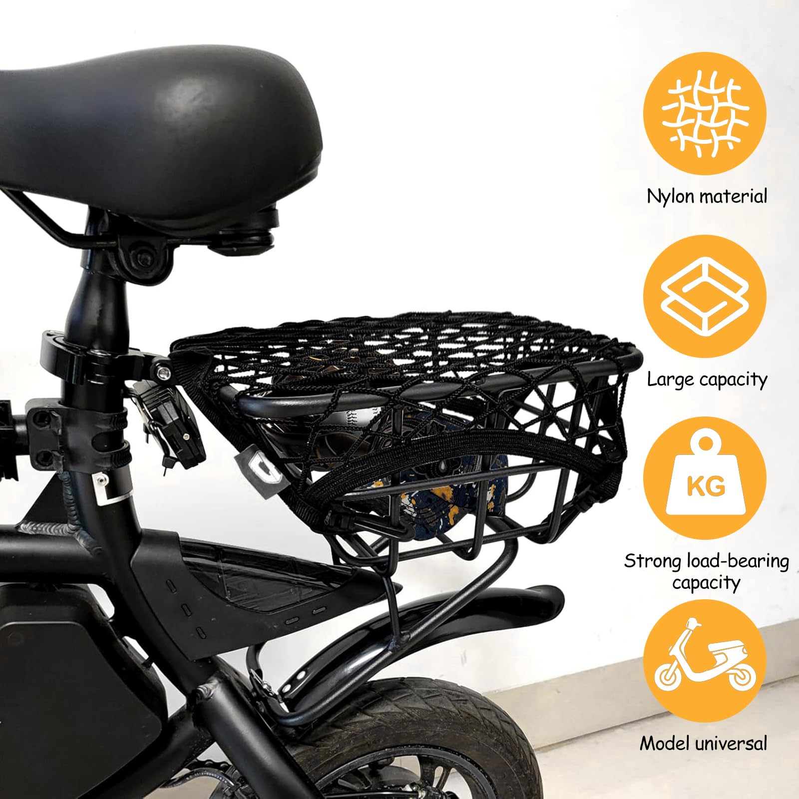 Siatka Bagażowa do Kosza Rowerowego, Siatka Elastyczna na Motocykl i Skuter Elektryczny, Siatka na Kask z Gumą, Mocna Siatka Transportowa do Koszyka Rowerowego i Motocyklowego, 29x31 cm