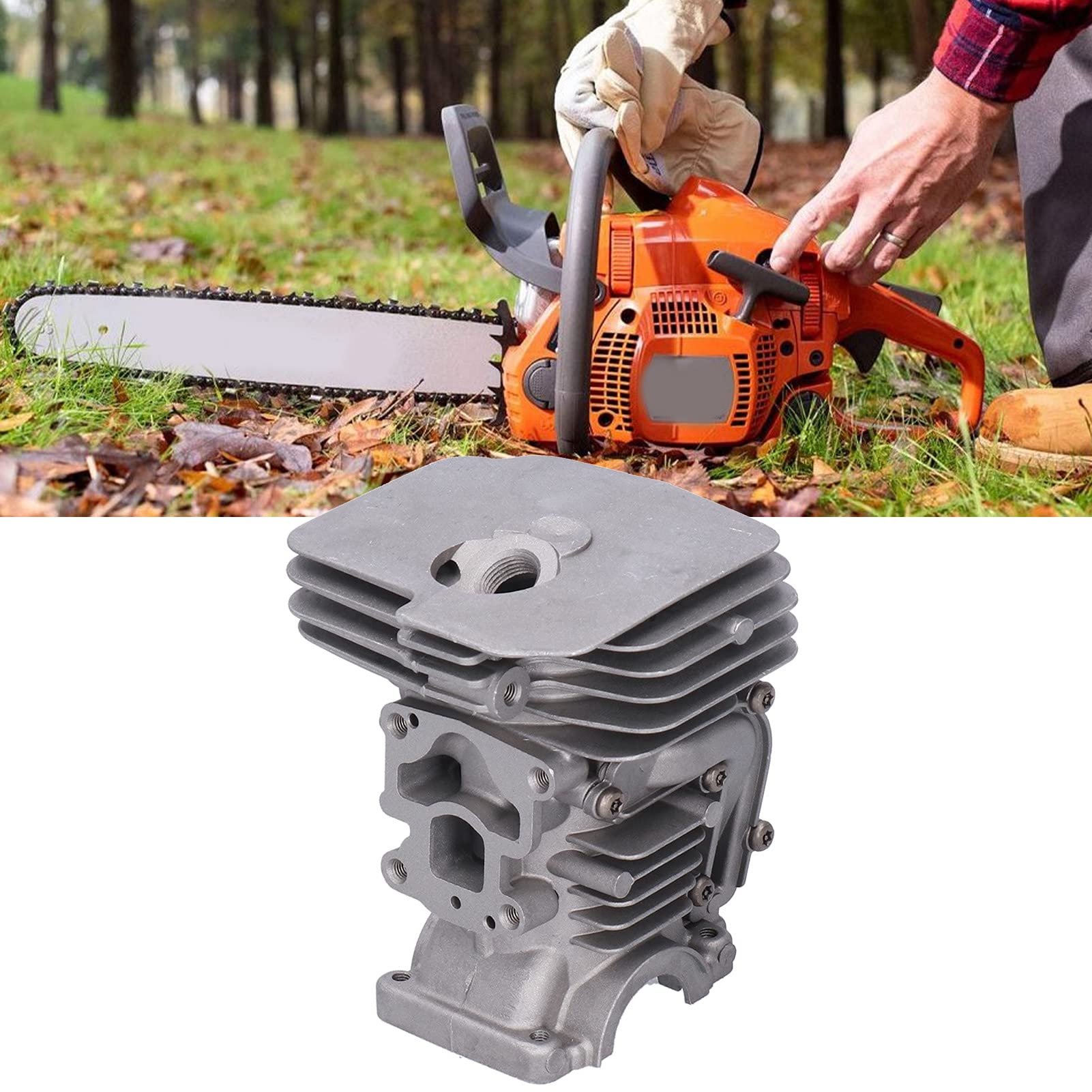Kit Testata, Kit Cilindro in Lega di Alluminio ad Alto Contenuto di silicio, Kit guarnizioni pistone Cilindro da 41 mm, Accessori di Ricambio per Cilindro Motosega