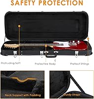 Vista 5 de Ktaxon Funda dura para guitarra eléctrica, rectangular de madera estándar de 39 pulgadas. Estuche protector para guitarra eléctrica con cierre
