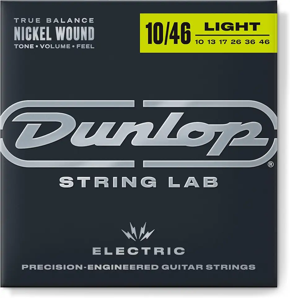 Cordas de guitarra elétrica Dunlop DEN1046, médio, 0,010 – 0,046, 6 cordas/conjunto