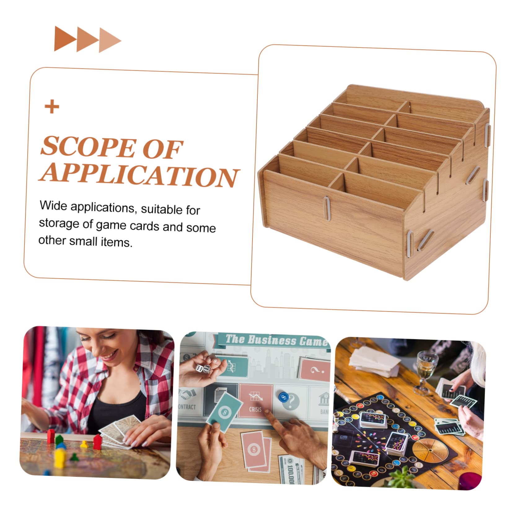 Caja de Almacenamiento para Cartas de Juego y Naipes 12 Compartimentos Madera Nogal Organizador Multi-cuadrícula Portátil para Coleccionistas y Juegos de Mesa