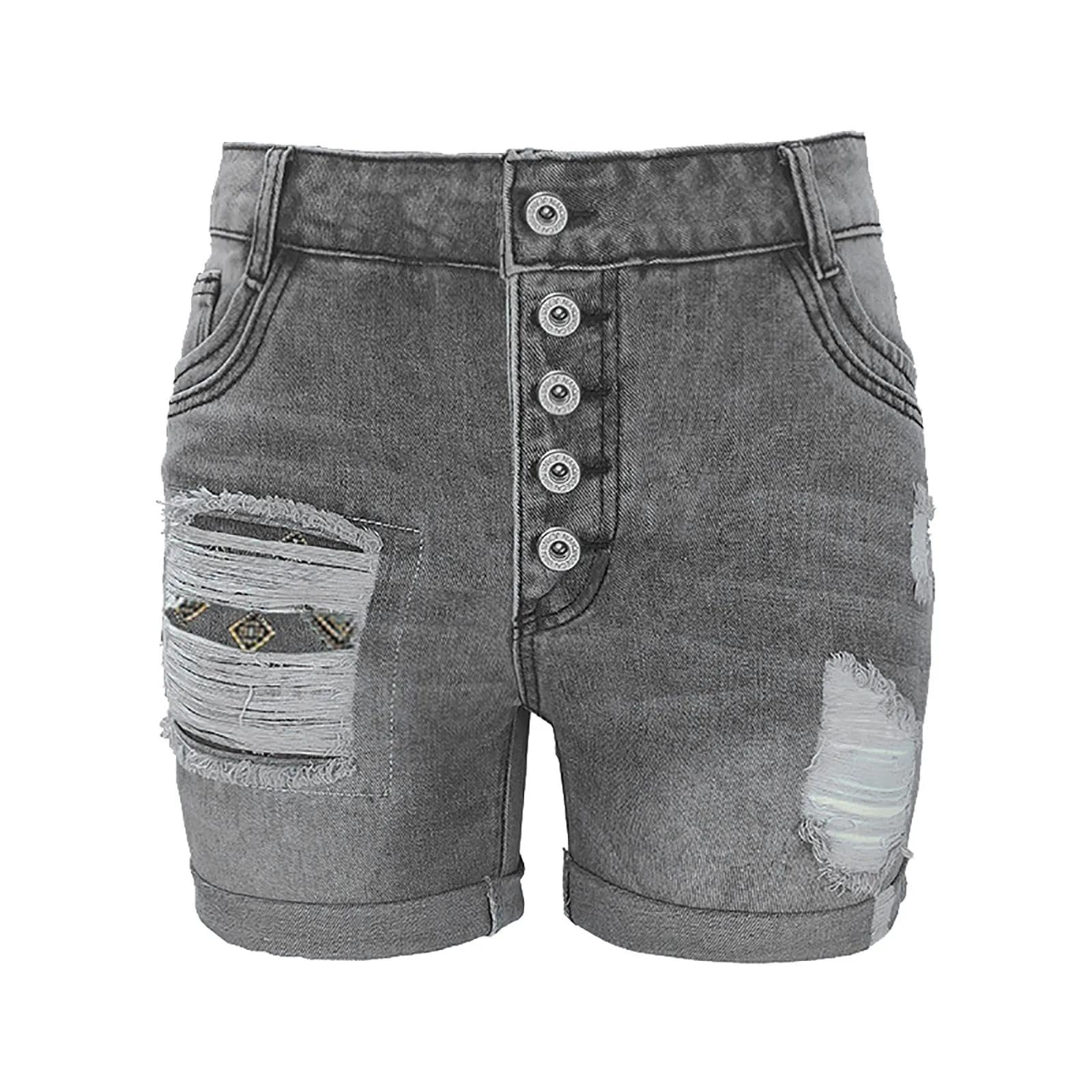 Short Jogging Les Femmes De Short De Denim De Mode Ont Roulé Les Jeans Courts Streetwear Ont Déchiré des