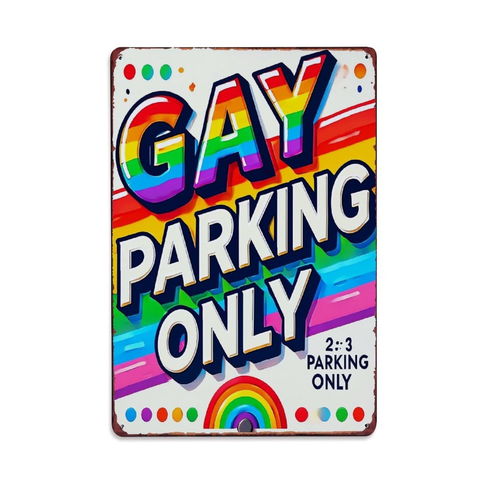 Nestemfo Vintage Gay Parking Only Rainbow Sign Tin Sign Metal Sign, Living Room,Bar, Home, Bedroom Wall Decor,Retro Metal Poster 8X12 Inches
