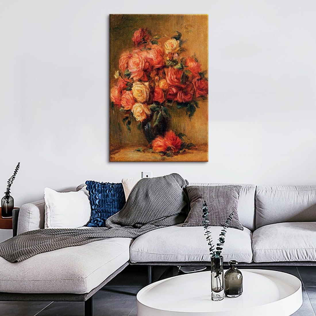 Amazon.co.jp: アートパネル ルノワール Bouquet of Roses ばら 油絵