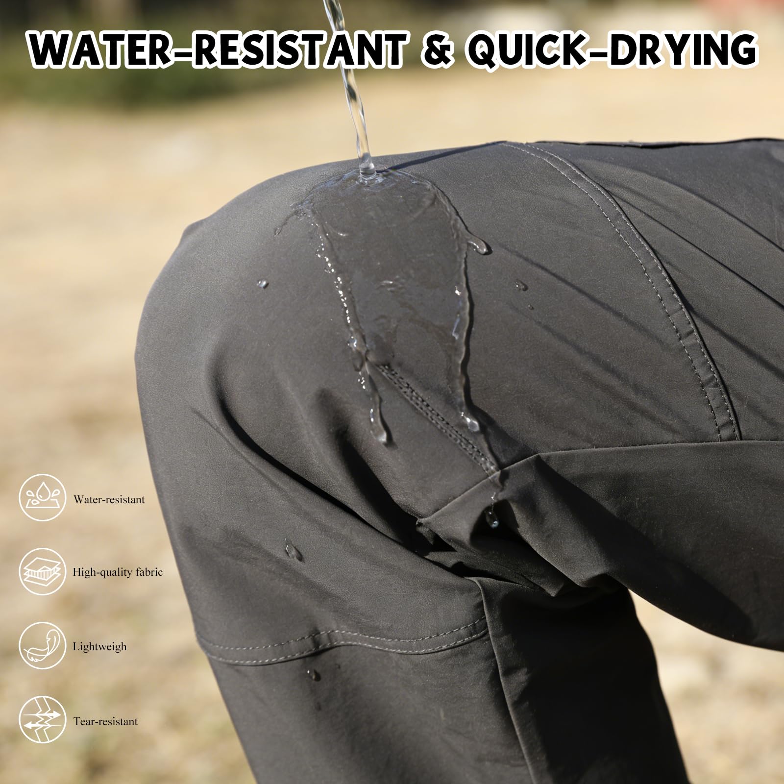 BWBIKE Pantalon de Randonnée Extérieur résistant à l'eau pour Hommes, Pantalon Cargo Tactique Léger en Ripstop pour Le Sport, Le Travail et Les Voyages de Combat