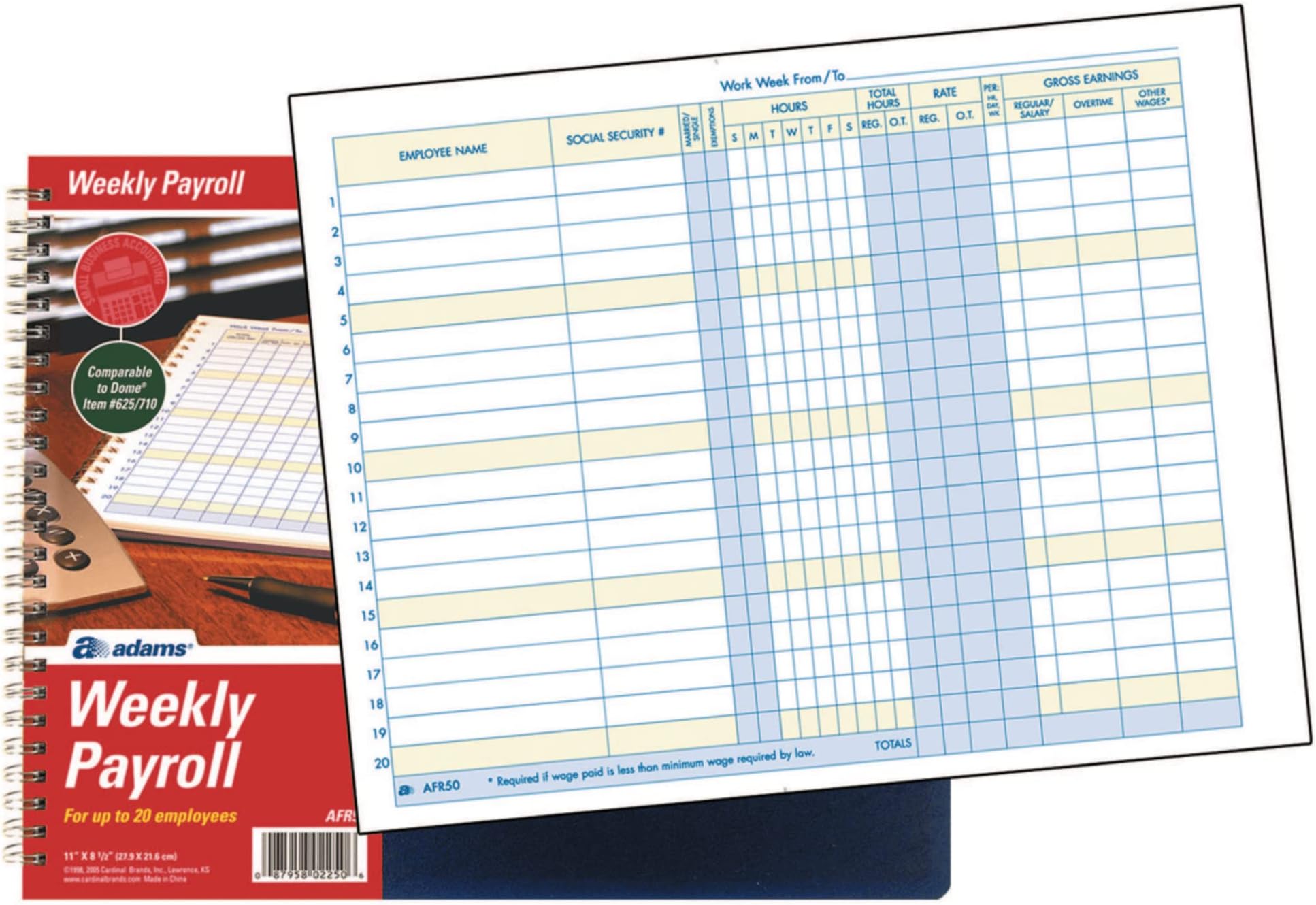 EGP Payroll/General Expense Combo Journal Sheet, 15 Sheets