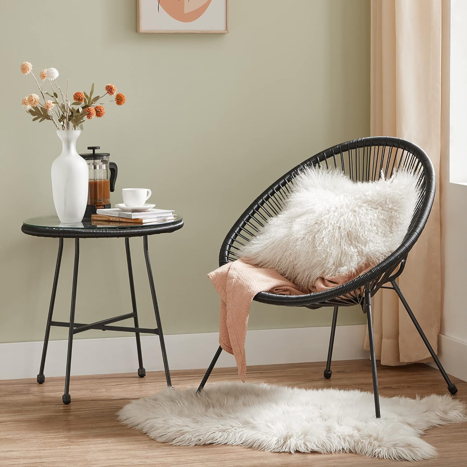 BERARDI | Sedia lounge EGG acapulco da interno ed esterno, design ergonomico in polyrattan nero e struttura in acciaio impermeabile e resistente, Colore nero, Nuova edizione