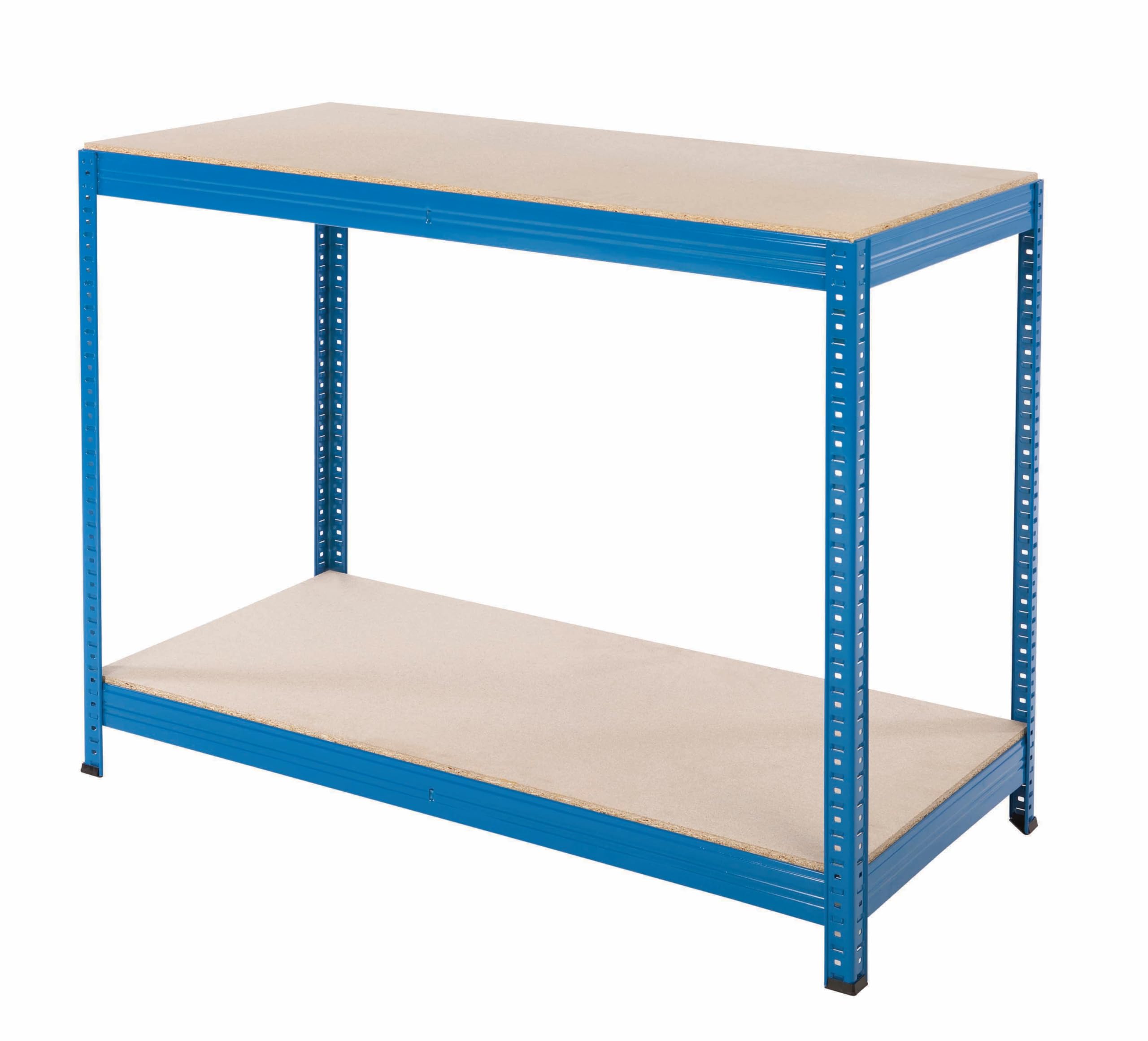 Bigdug Blue Essentials Industrial Workbench - Chipboard Workstation Table - 900H X 1200W X 600D Mm - 300 Kg Udl With Lower Shelf