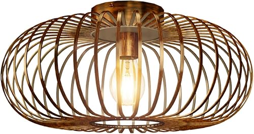 Tangkula Lámpara de techo semiempotrada, luces colgantes industriales con base de 5 bombillas E26, accesorio de iluminación colgante de jaula de