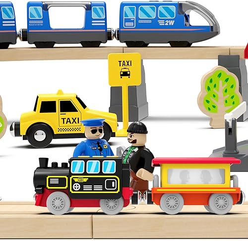 Miniatura 6 de Juguete de tren de locomotora a pilas para pistas de madera, vehículos de control remoto para niños pequeños, compatible con Thomas, Brio,