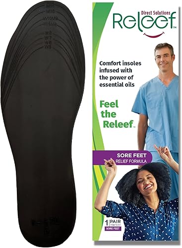 Releef Direct Solutions Plantillas para los pies doloridos, alivio del dolor de pies, ingredientes naturales, inserciones de zapatos recortadas para