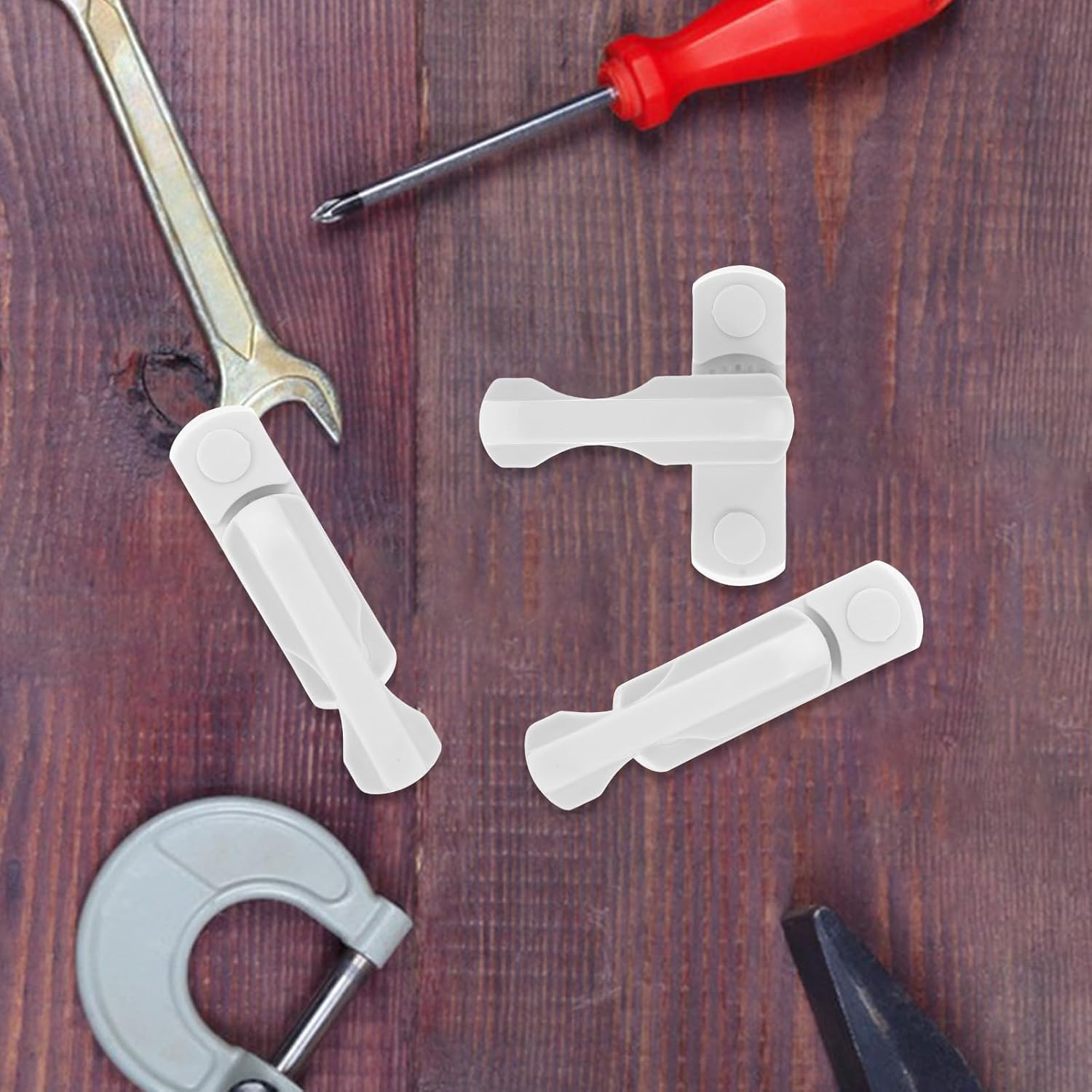 T-Shaped Window Latch Locks 6pcs White Composite Material Childproof Window Handle Lock Home Security for Living Room Bedroom Kitchen