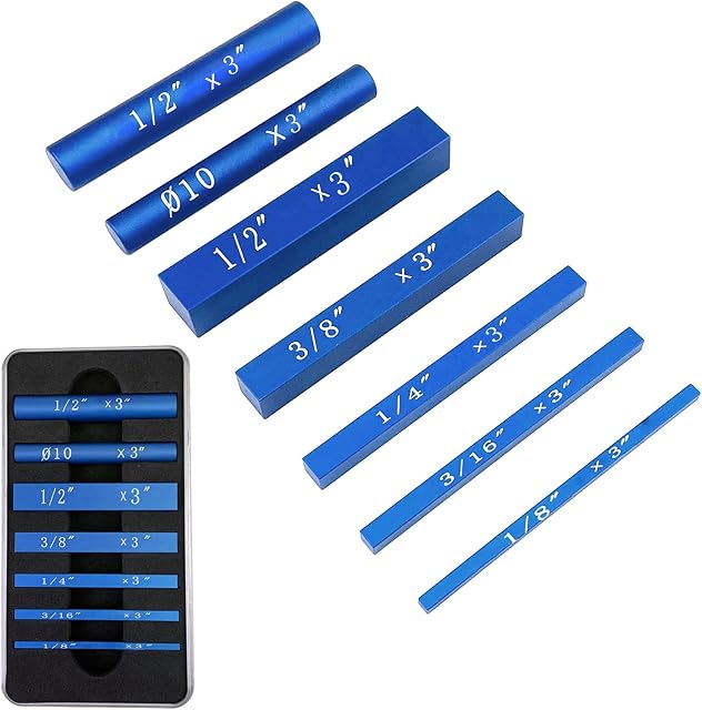 CDIYTOOL 7 Pcs Gauge Block Set, Aluminum Height Gauges Set Setup Bars Precision Bars, Testing Gage Block Gage Measuring Tool for Router and Table Saw Woodworking Accessories (Blue)